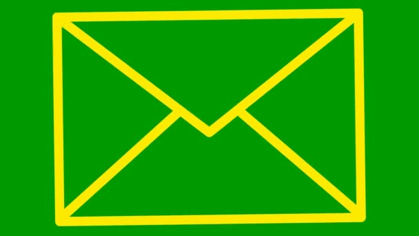 Animovaná Žlutá Čára Ikony Obálky Symbol Mailu Pojem Komunikace Pošta — Stock video