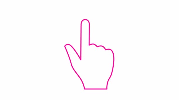 Animated Pink Symbol Hand Forefinger Index Finger Points Looped Video — Stock Video