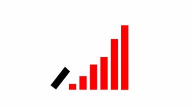 Moda çizgisi grafiğiyle finansal büyüme grafiği. Ekonominin büyüyen kırmızı ve siyah sembolü. Döngülü video. Vektör illüstrasyonu beyaz arkaplanda izole edildi.