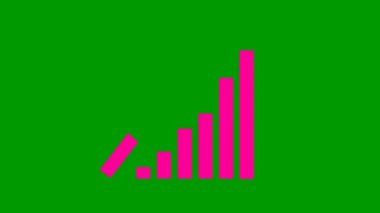 Moda çizgisi grafiğiyle finansal büyüme grafiği. Ekonominin Pembe Büyüme Çizelgesi. Döngülü video. Vektör illüstrasyonu yeşil arkaplanda izole edildi.