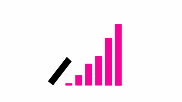 Animated Financial Growth Chart Trend Line Graph Pink Black Symbol — стоковое видео