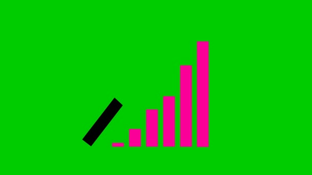 Animated Financial Growth Chart Trend Line Graph Pink Black Symbol — Αρχείο Βίντεο