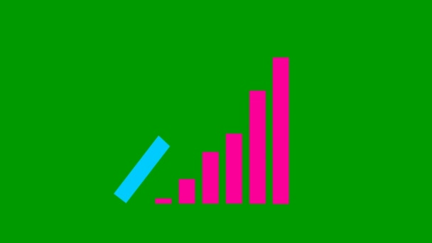 Animated Financial Growth Chart Trend Line Graph Blue Black Symbol — Stockvideo