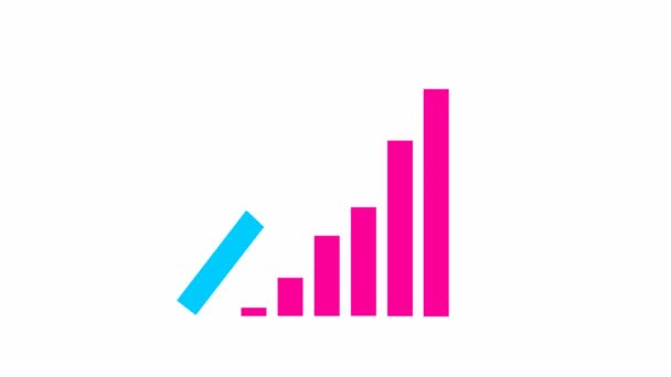 Animated Financial Growth Chart Trend Line Graph Blue Black Symbol — Stockvideo