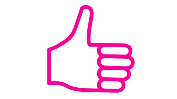 Animated Pink Line Symbol Hand Icon Looped Video Vector Flat — 图库视频影像