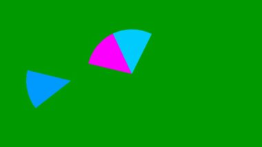 Animated color piece of circle. Multi-colored part of diagram.  Vector illustration isolated on green background.