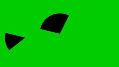 Animated black piece of circle. Part of diagram.  Vector illustration isolated on green background.