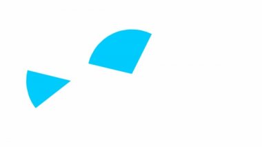 Animated blue piece of circle. Part of diagram.  Vector illustration isolated on white background.