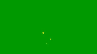 Animated fountain from stars fly from bottom to top. yellow symbols. Looped video. Vector illustration isolated on green background.