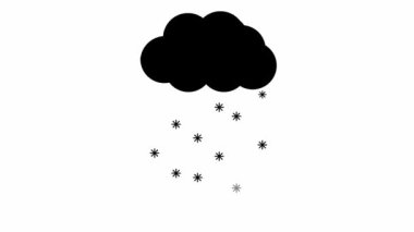 Animated snow from cloud. It's snowing. black falling snow. Looped video. Vector illustration isolated on white background.