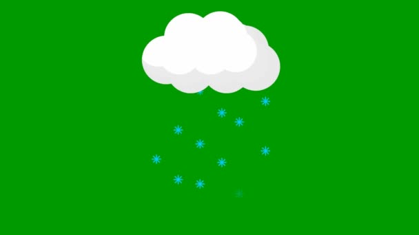 Animated Snow Cloud Snowing Blue Falling Snow Looped Video Vector — ストック動画