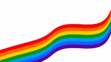 Animated color stripe. Decorative rainbow wave gradually changes shape. Looped video. Flat vector illustration isolated on a white background.