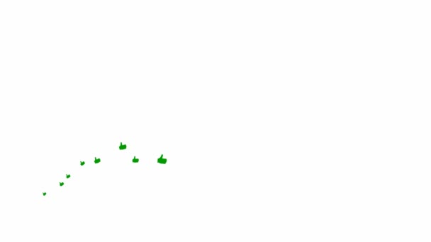 Анимированные Зеленые Лайки Летят Слева Направо Волна Летающих Рук Зацикленное — стоковое видео