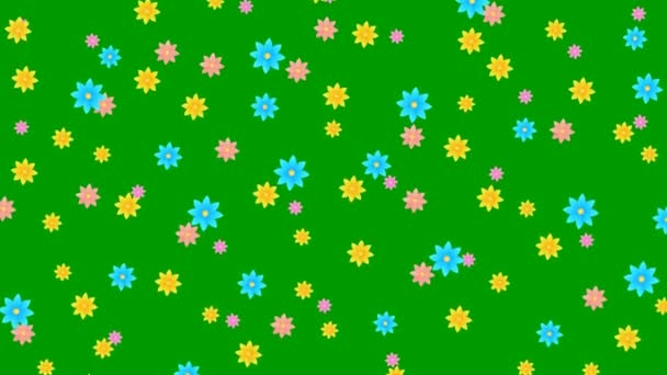Animated Color Flowers Fly Top Bottom Looped Video Vector Illustration — Video Stock