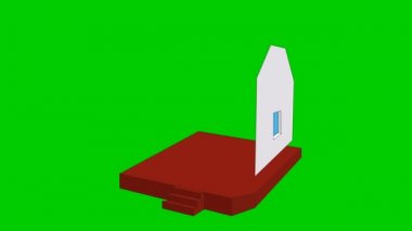 Symbol of house. Flat icon. The process of building a house. Concept of home, real estate. Vector illustration isolated on green background.