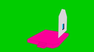 Symbol of house. Flat icon. The process of building a house. Concept of home, real estate. Vector illustration isolated on green background.