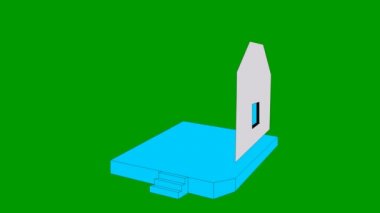 Symbol of house. Flat icon. The process of building a house. Concept of home, real estate. Vector illustration isolated on green background.