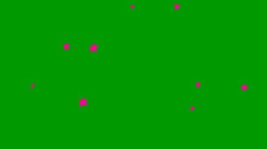 Animated background with pink autumn leaves. Motion autumn leaf fall. It is falling. Looped video. Vector flat illustration isolated on the green background.
