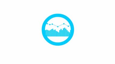 Animated blue icon of magnifier. Data graph. Symbol of loupe. Concept of analysis. Looped video. Vector illustration isolated on white background.