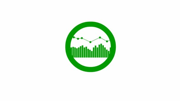 Animated Green Icon Magnifier Data Graph Symbol Loupe Concept Analysis — Video