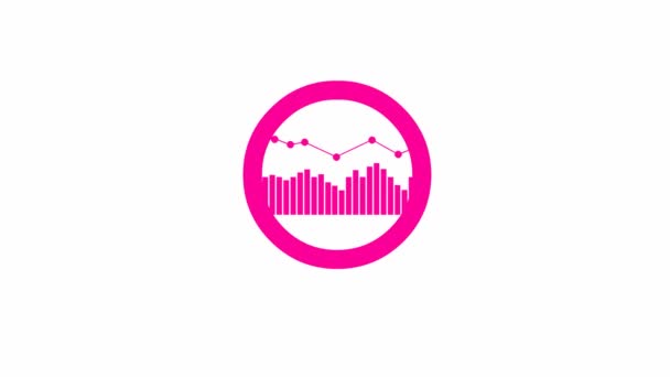 Animated Pink Icon Magnifier Data Graph Symbol Loupe Concept Analysis — Vídeo de Stock