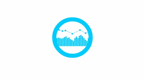 Animated Blue Icon Magnifier Data Graph Symbol Loupe Concept Analysis — Vídeo de stock