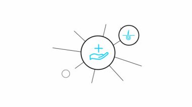 Animated line medicine icons in the white circles. black symbols. Linear vector illustration isolated on white background.