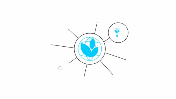 Animated Flat Eco Icons White Circles Flat Blue Symbols Sustainable — Vídeo de stock