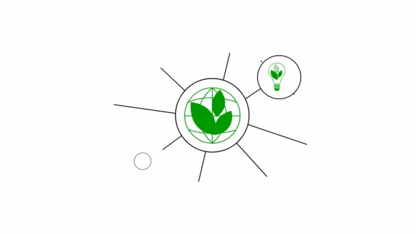 Animated Flat Eco Icons White Circles Flat Green Symbols Sustainable — Stock video