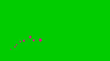Animated autumn pink leaves fly from left to right. Looped video. A wave of flying leaves on green background.