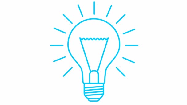 Animated Blue Symbol Lightbulb Concept Idea Creative Looped Video Line — Stock video