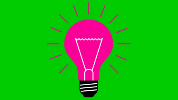 Animated Pink Symbol Lightbulb Concept Idea Creative Looped Video Line — Stockvideo