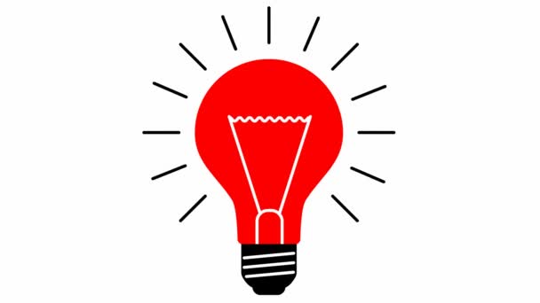 Animated Red Symbol Lightbulb Concept Idea Creative Looped Video Line — Videoclip de stoc