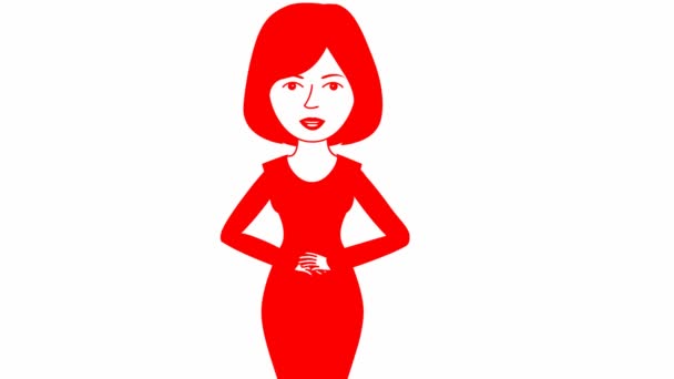 Animiertes Sprechendes Mädchen Rotem Kleid Die Frau Erzählt Ständig Etwas — Stockvideo