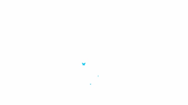 Анімовані Блакитні Метелики Літають Знизу Вгору Фонтан Літаючих Метеликів Концепція — стокове відео