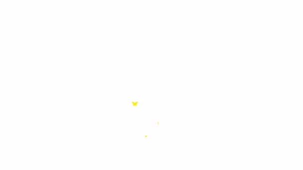 Animated Yellow Butterflies Fly Bottom Top Fountain Flying Butterflies Concept — Vídeo de stock