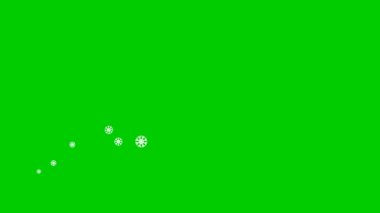 Animated white snowflakes fly from left to right. A wave of flying snow. Concept of winter, cold. Vector illustration isolated on the green background.