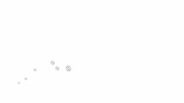 Animated silver snowflakes fly from left to right. A wave of flying snow. Concept of winter, cold. Vector illustration isolated on the white background.