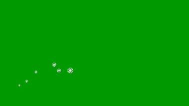 Animated silver snowflakes fly from left to right. A wave of flying snow. Concept of winter, cold. Vector illustration isolated on the green background.