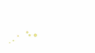 Animated golden snowflakes fly from left to right. A wave of flying snow. Concept of winter, cold. Vector illustration isolated on the white background.