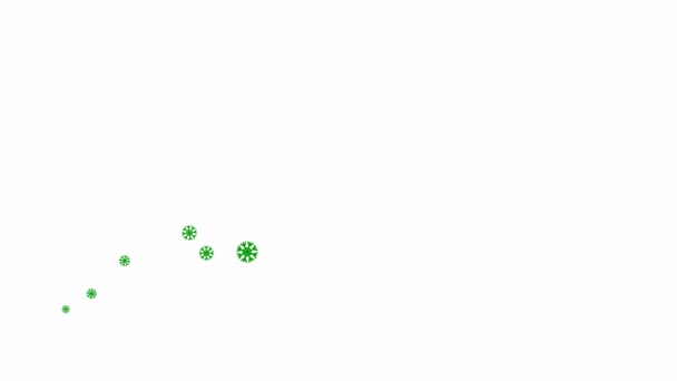 Animated Green Snowflakes Fly Left Right Wave Flying Snow Concept — Vídeo de Stock