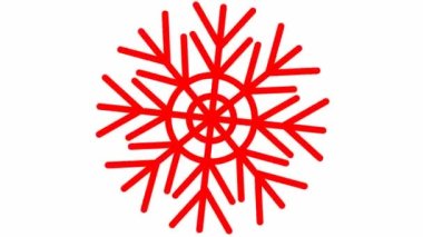 Animasyon kırmızı kar tanesi dönüyor. Kış kavramı, serinleme, soğuk. Beyaz arkaplanda izole edilmiş vektör illüstrasyonu.