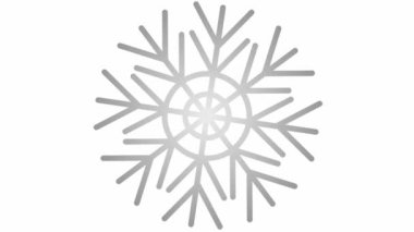 Animasyon gümüş kar tanesi dönüyor. Kış kavramı, soğuk. Beyaz arkaplanda izole edilmiş vektör illüstrasyonu.