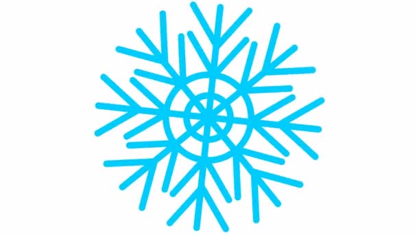 Geanimeerde Blauwe Sneeuwvlok Draait Concept Van Winter Koud Vector Illustratie — Stockvideo