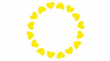 Animasyon sarı kalp çemberi. Döngülü video. Beyaz arkaplanda izole edilmiş vektör illüstrasyonu.