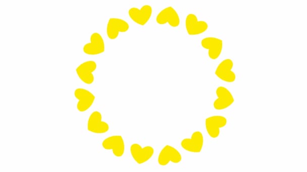Círculo Animado Corazón Amarillo Giratorio Vídeo Bucle Ilustración Vectorial Aislada — Vídeos de Stock