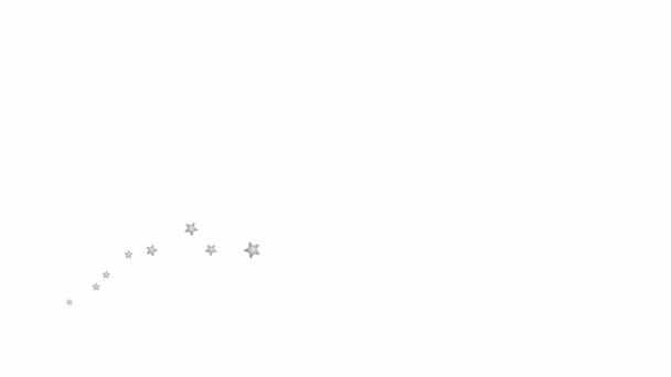 アニメーション化された銀の星は左から右へ飛ぶ 空飛ぶ星の波 白い背景に独立したベクターイラスト — ストック動画
