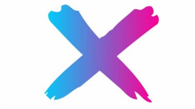 Animasyon el çizilmiş pembe mavi haç ortaya çıkıyor. İçki yasağı kavramı. Resimler beyaz arkaplanda izole edildi.