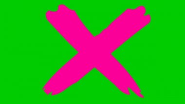 Animasyon çizilmiş el pembe haç görünür. İçki yasağı kavramı. Resim yeşil arkaplanda izole edildi.