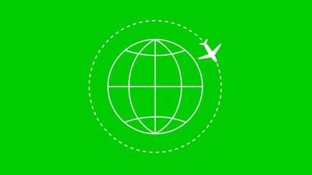 가상의 비행기는 궤적을 다닙니다 비행기가 비행기 여행의 세계를 여행하면서 비디오 — 비디오